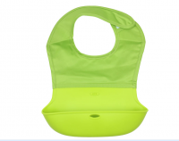 SKBS001 Custom made silicone Waterproof Bib design baby three-dimensional food bag manufacture Baby Bib baby scarf supplier front view